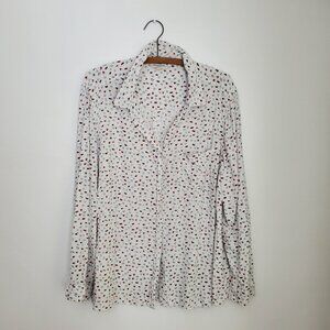 Beachlunchlounge Hearts and Lips Print Tunic Top Roll Sleeve Tab Women's 2X